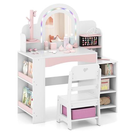 Kinderschminktisch mit LED-Beleuchtung und Aufbewahrung