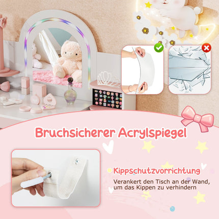 Kinderschminktisch mit LED-Beleuchtung und Aufbewahrung