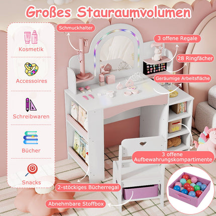 Kinderschminktisch mit LED-Beleuchtung und Aufbewahrung