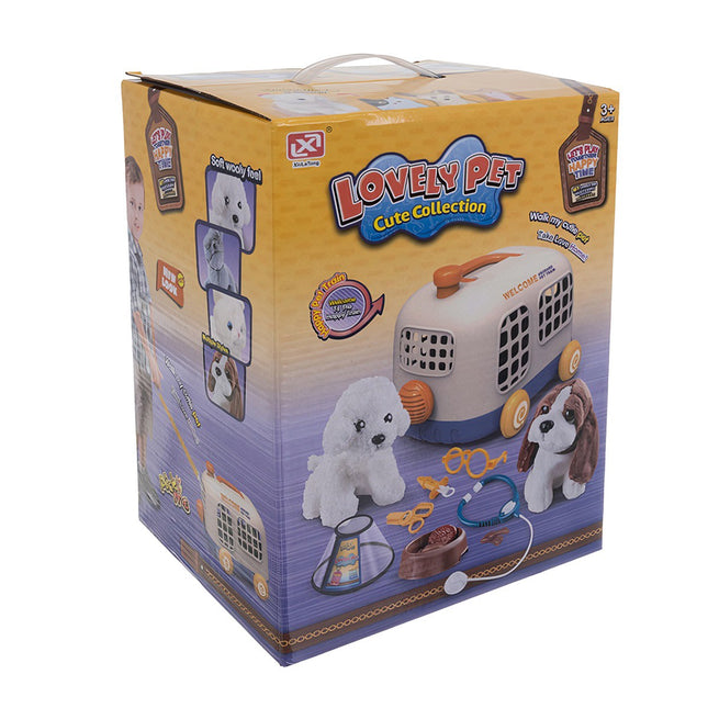 Kinder-Tierarzt-Spielset mit Transportbox, Plüschhund und Werkzeugen