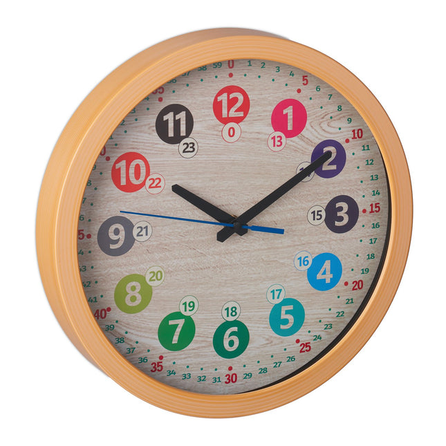 Kinderwanduhr mit großen, bunten Zahlen