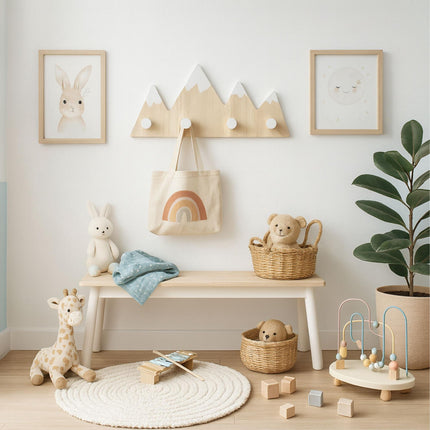 Garderobenleiste für Kinder, 4 Haken – Bergdesign
