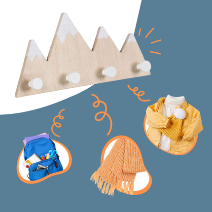 Garderobenleiste für Kinder, 4 Haken – Bergdesign