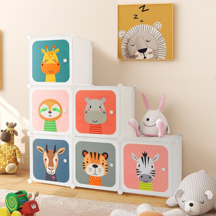 Kids Wardrobe with 8 Cubes & Hanging Space, Easy Assembly