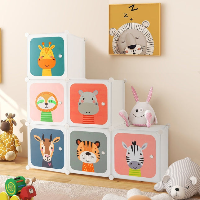 Kinderkleiderschrank mit 8 Fächern & Kleiderstange, Einfache Montage