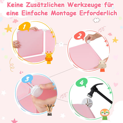 Kinderkleiderschrank mit 8 Würfeln & Aufhängebereich, Rosa