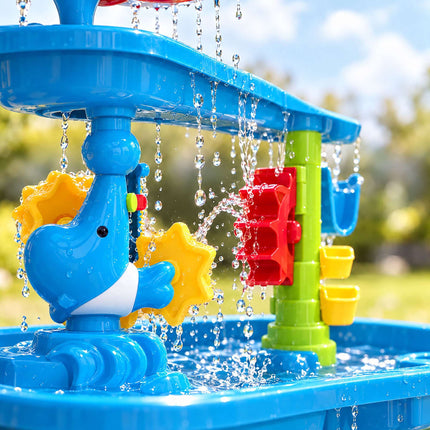 Kids Water Table Set with 5 Tiers, Waterfall and Base Basin, 20 Pieces