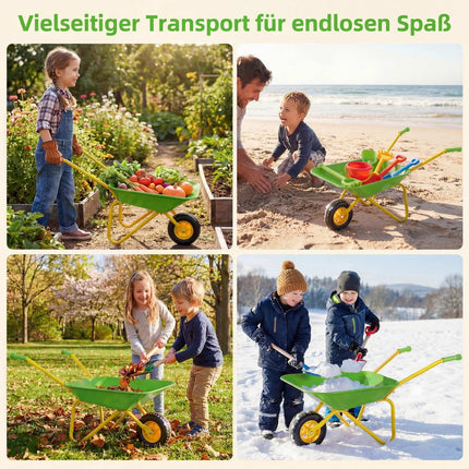 Kids Wheelbarrow with Off-Road Tire, Green, Ages 3+