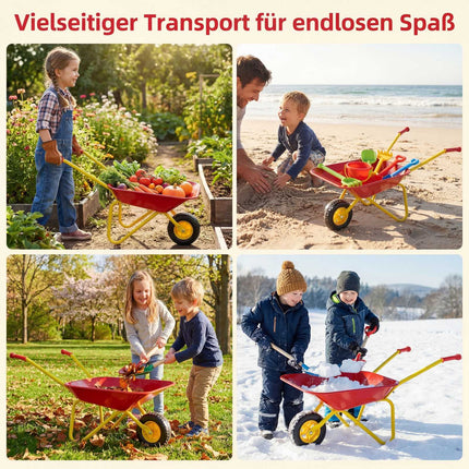 Kinder-Schubkarre mit Geländereifen, Rot & Gelb, Ab 3 Jahren