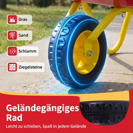 Kinder-Schubkarre mit Geländereifen, Rot & Gelb, Ab 3 Jahren