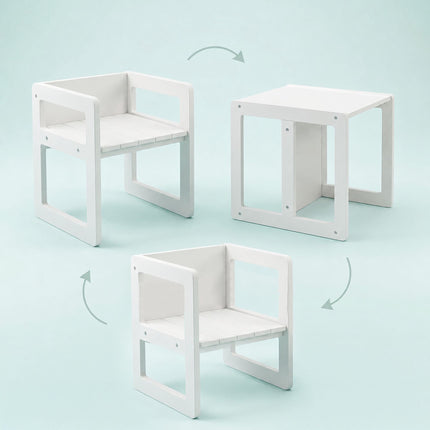 Kids White MDF Seating Set – Table & 2 Stools