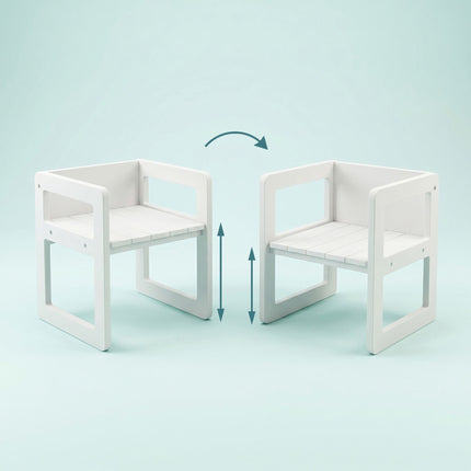 Kids White MDF Seating Set – Table & 2 Stools
