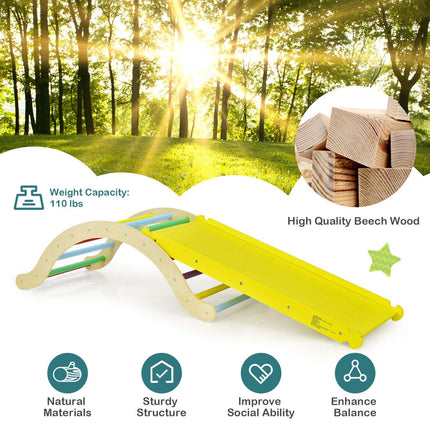 Kletterdreieck aus Holz für Kinder, 3-in-1-Set mit Rampe und Matte
