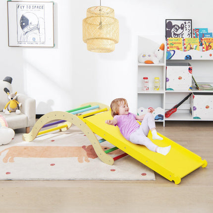 Kletterdreieck aus Holz für Kinder, 3-in-1-Set mit Rampe und Matte