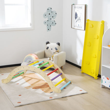 Kletterdreieck aus Holz für Kinder, 3-in-1-Set mit Rampe und Matte