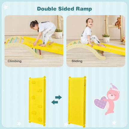 Kletterdreieck aus Holz für Kinder, 3-in-1-Set mit Rampe und Matte