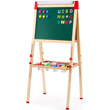 Kids Wooden Art Easel, 3-in-1 Double-Sided Magnetic