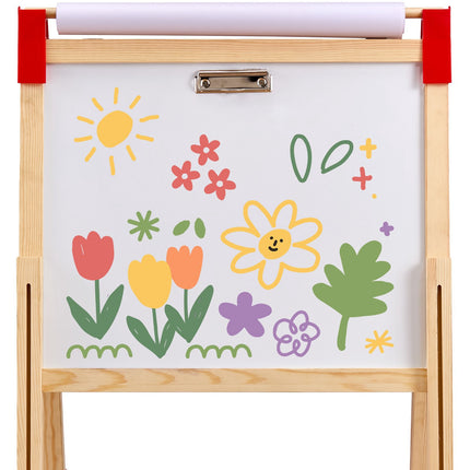 Kids Wooden Art Easel, 3-in-1 Double-Sided Magnetic