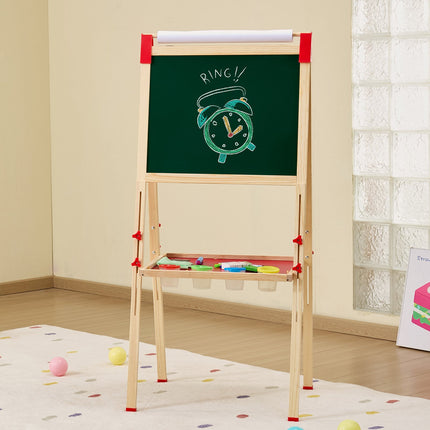 Kids Wooden Art Easel, 3-in-1 Double-Sided Magnetic