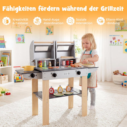 Kinder Grill-Set aus Holz mit Zubehör, ab 3 Jahren