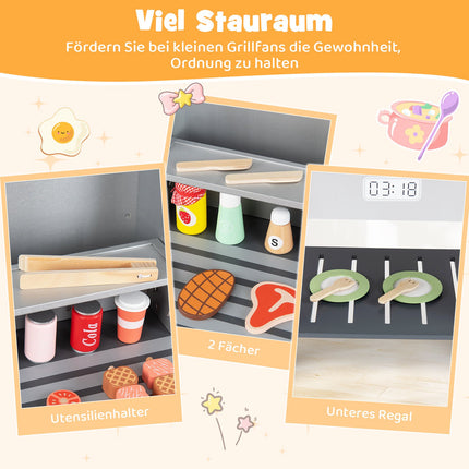 Kinder Grill-Set aus Holz mit Zubehör, ab 3 Jahren