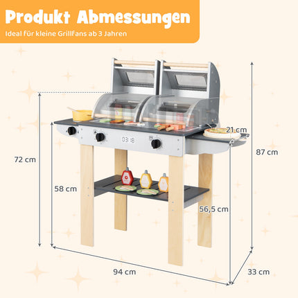 Kinder Grill-Set aus Holz mit Zubehör, ab 3 Jahren