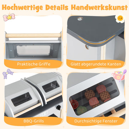 Kinder Grill-Set aus Holz mit Zubehör, ab 3 Jahren