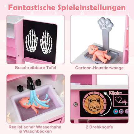 Doktorspielzeug-Set aus Holz für Kinder mit Kreidetafel und Spüle