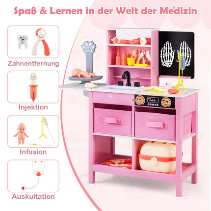 Doktorspielzeug-Set aus Holz für Kinder mit Kreidetafel und Spüle