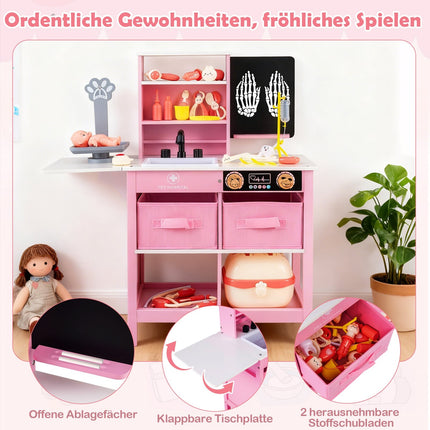 Doktorspielzeug-Set aus Holz für Kinder mit Kreidetafel und Spüle