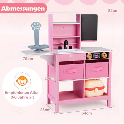 Doktorspielzeug-Set aus Holz für Kinder mit Kreidetafel und Spüle