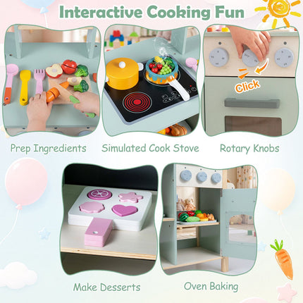 Kids Wooden Kitchen Playset with Cookware Accessories