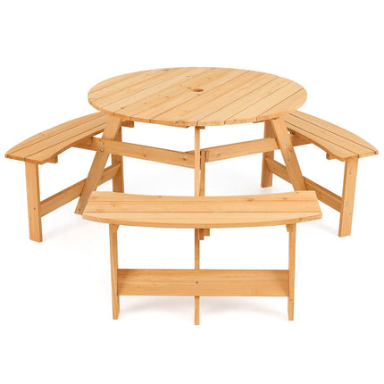 Picknicktisch- und Bank-Set für Kinder aus Holz mit Sonnenschirmloch