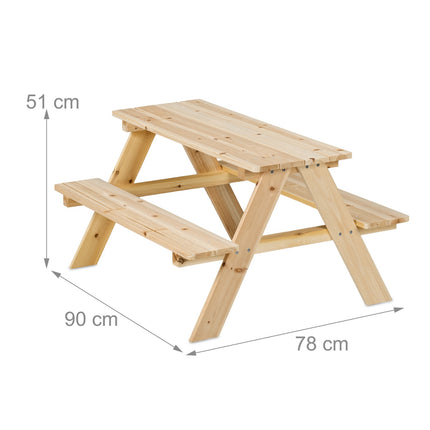 Kinder-Picknicktisch aus Holz mit Bänken, Gartenmöbel