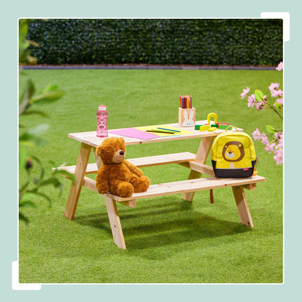 Kinder-Picknicktisch aus Holz mit Bänken, Gartenmöbel