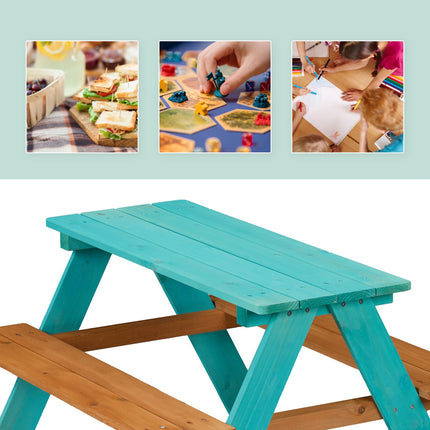 Kinder-Holz-Picknicktisch mit Bänken – Kiefernholz