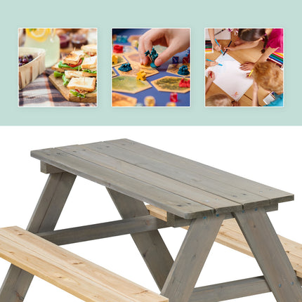 Houten picknicktafel voor kinderen met banken, grenenhout