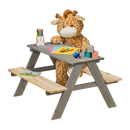 Houten picknicktafel voor kinderen met banken, grenenhout