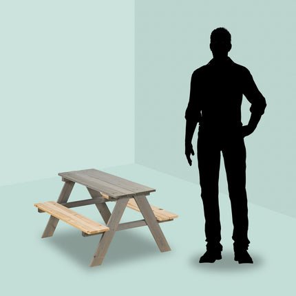 Houten picknicktafel voor kinderen met banken, grenenhout