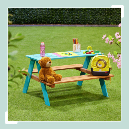 Kinder-Holz-Picknicktisch mit Bänken – Kiefernholz