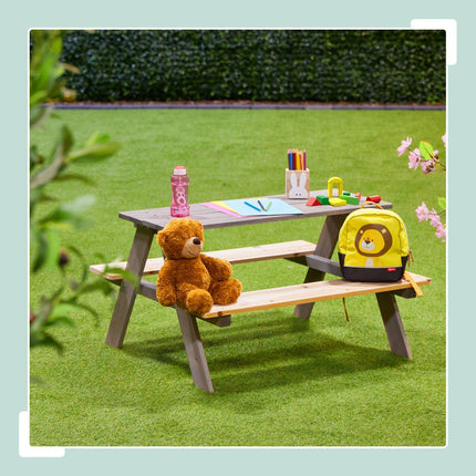 Houten picknicktafel voor kinderen met banken, grenenhout