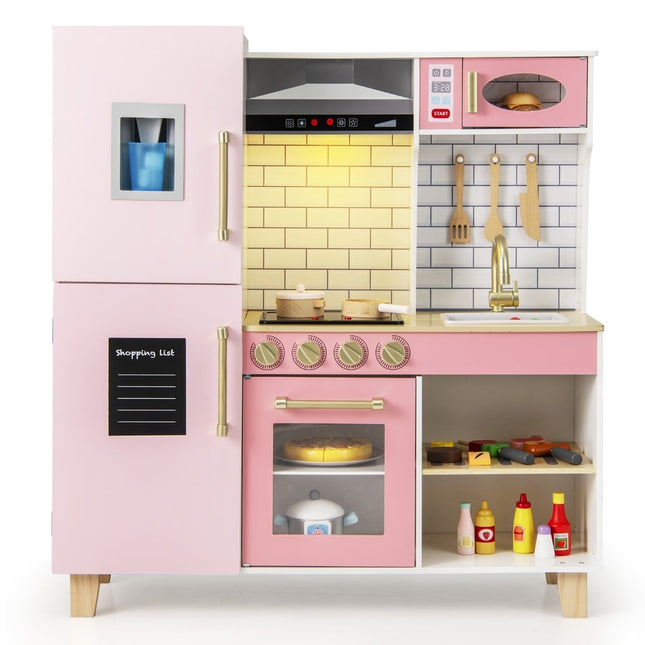 Kinder-Spielküche aus Holz mit Eiswürfelbereiter & Kreidetafel