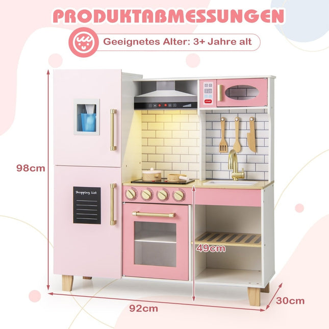Kinder-Spielküche aus Holz mit Eiswürfelbereiter & Kreidetafel