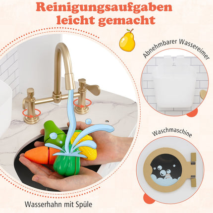 Kinder-Holzspielküche mit Licht & Sound, 25 Zubehörteile