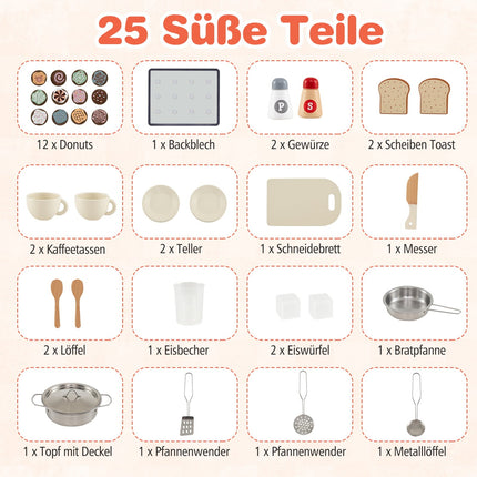 Kinder-Holzspielküche mit Licht & Sound, 25 Zubehörteile