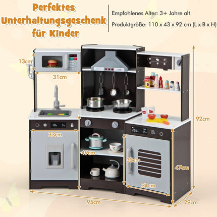 Kinder-Spielküche aus Holz mit Lichtern und Geräuschen, Braun