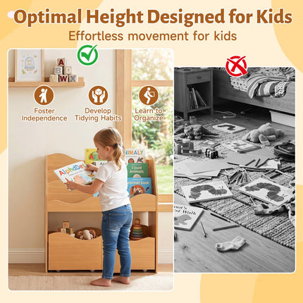 Kids Wooden Storage Organizer with Rolling Drawers