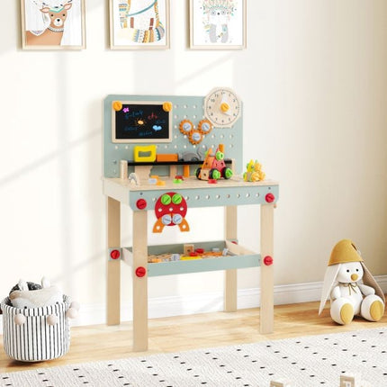 Kids Wooden Tool Workbench With Tool Set And Storage