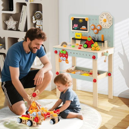 Kids Wooden Tool Workbench With Tool Set And Storage