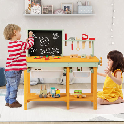 Kinder-Holzwerkbank-Set, Aufbewahrungsbehälter, Tafel, 16 Werkzeuge